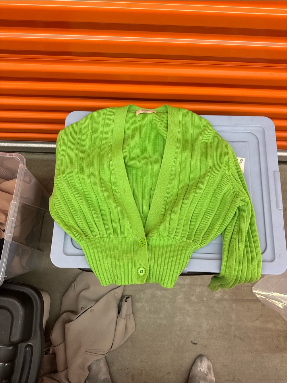WILFRED - Kendall Jenner - Green Ribbed V-Neck Women’s Cardigan Sweater